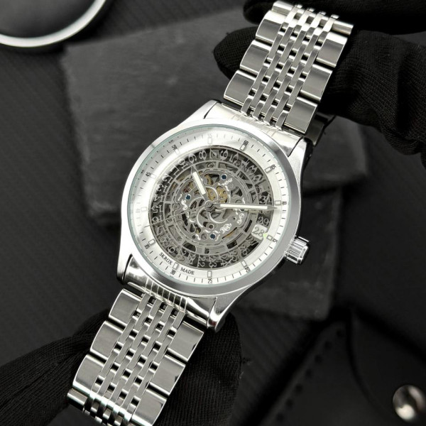 Чоловічий механічний годинник Skrox 7049 Silver з автопідзаводом