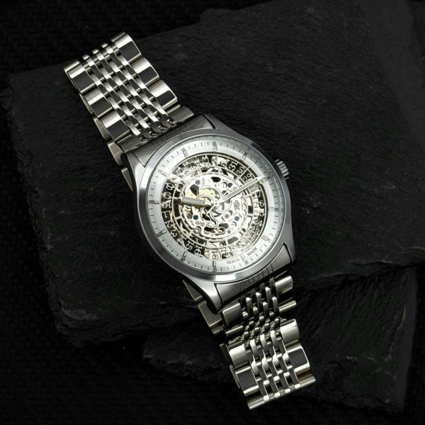 Чоловічий механічний годинник Skrox 7049 Silver з автопідзаводом