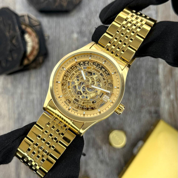 Мужские механические часы Skrox 7049 Gold с автоподзаводом