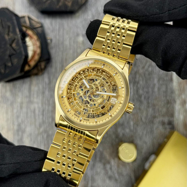 Мужские механические часы Skrox 7049 Gold с автоподзаводом