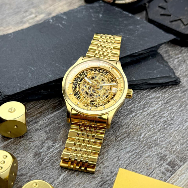 Мужские механические часы Skrox 7049 Gold с автоподзаводом