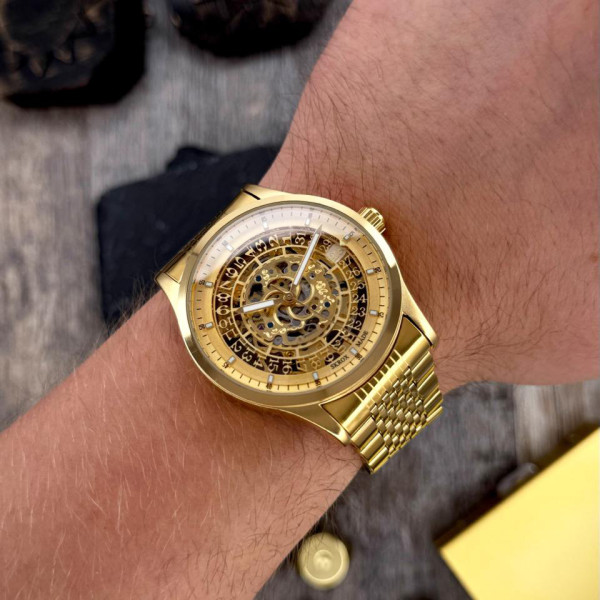 Мужские механические часы Skrox 7049 Gold с автоподзаводом