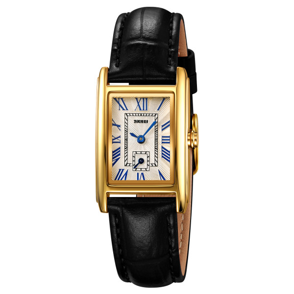 Жіночий годинник Skmei 2297GDBK Gold-Black шкіряний ремінець