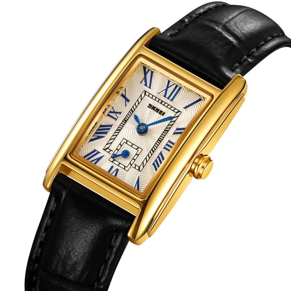Жіночий годинник Skmei 2297GDBK Gold-Black шкіряний ремінець