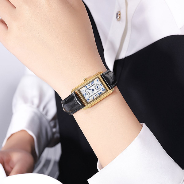 Жіночий годинник Skmei 2297GDBK Gold-Black шкіряний ремінець