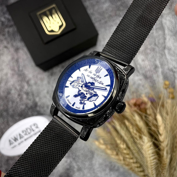 Мужские механические часы Awarder 021-3D Де би не був Black-White Mesh