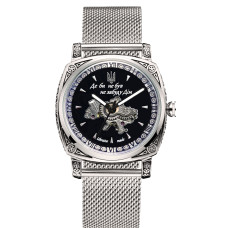 Мужские механические часы Awarder 021-3D Де би не був Silver-Black Mesh