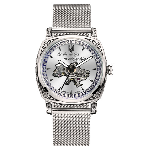 Мужские механические часы Awarder 021-3D Где бы ни был Silver-White Mesh
