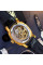 Мужские механические часы Awarder 021-3D Де би не був Gold-Black с кожаным корешком