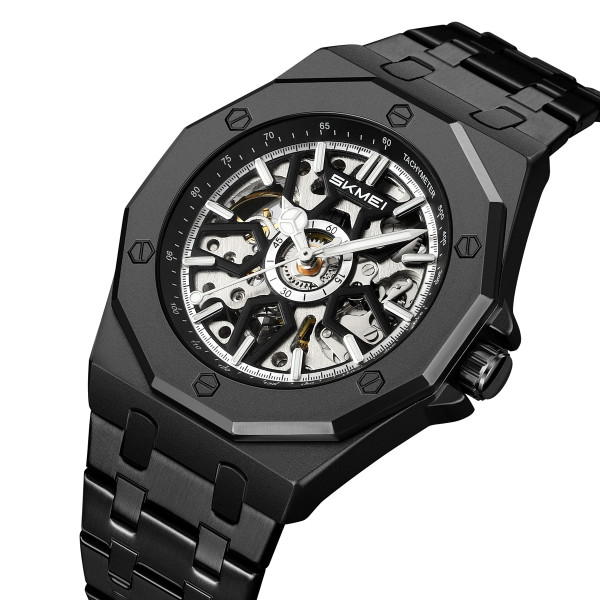 Мужские механические часы Skmei M036PBK Black Steel с автоподзаводом