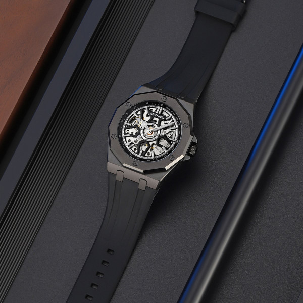 Мужские механические часы Skmei M036PBK Black Steel с автоподзаводом