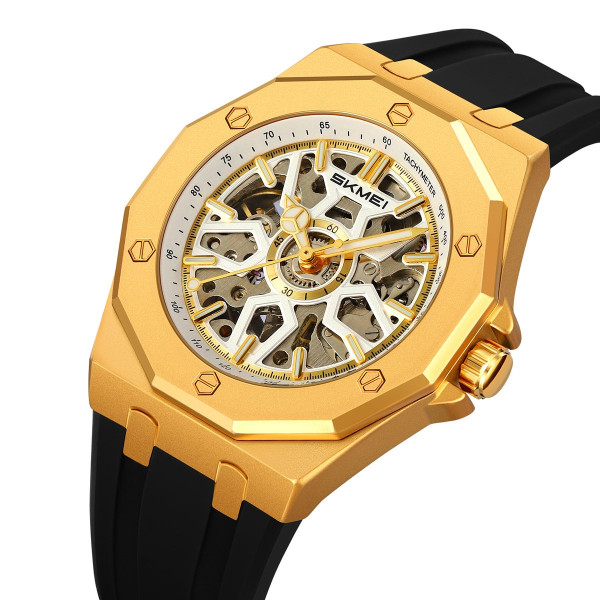 Мужские часы Skmei M036PGD Gold Steel механика с автоподзаводом