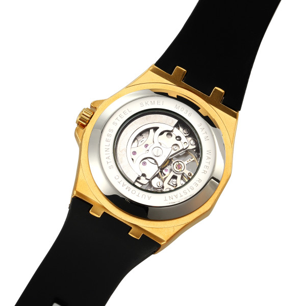 Мужские часы Skmei M036PGD Gold Steel механика с автоподзаводом