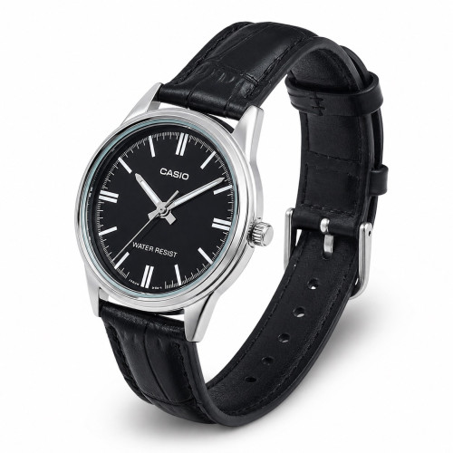 Жіночий годинник Casio LTP-V005L-1A з чорним шкіряним ремінцем