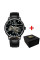 Мужские механические часы Awarder 022-3D Де би не був All Black с кожаным корешком