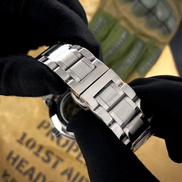 Чоловічий механічний годинник Awarder 022-3D Де би не був Silver-Black Steel