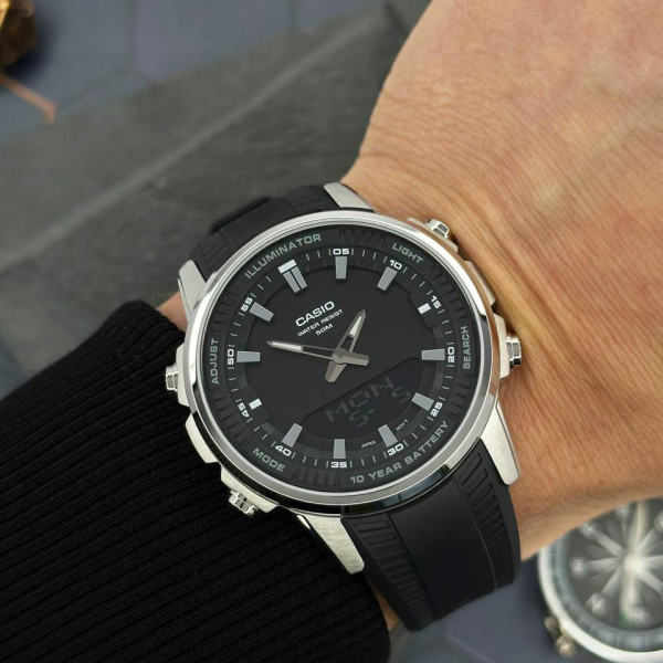 Мужские часы Casio AMW-880-1A водонепроницаемые стальной корпус