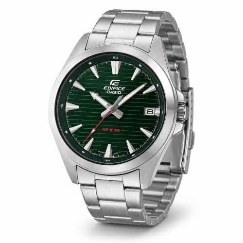 Мужские часы Casio EFV-140D-3A стальные водонепроницаемые 10 ATM зеленые