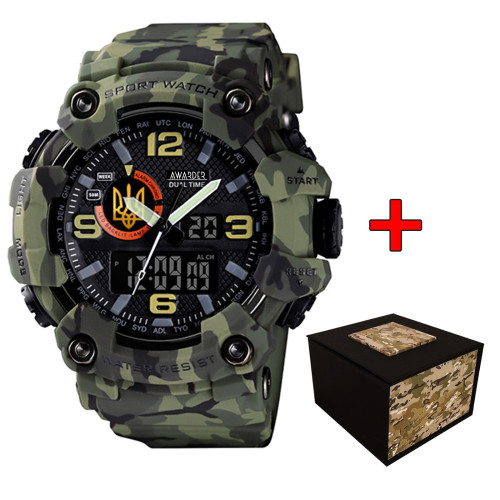 Чоловічий тактичний годинник Awarder 002 Тризуб золото Army Green 5 ATM