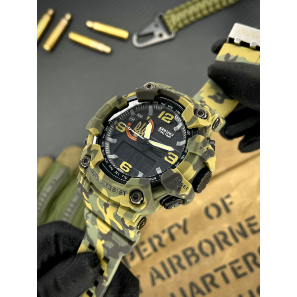 Чоловічий тактичний годинник Awarder 002 Тризуб золото Army Green 5 ATM