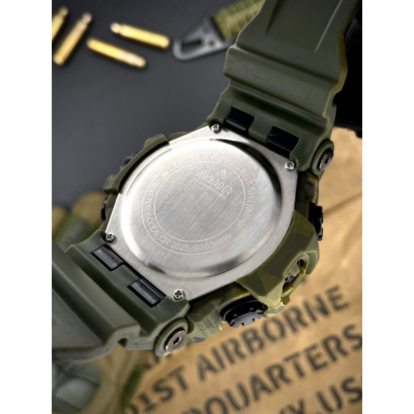 Чоловічий тактичний годинник Awarder 002 Тризуб золото Army Green 5 ATM