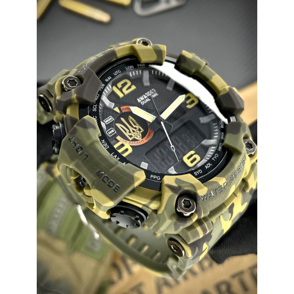 Чоловічий тактичний годинник Awarder 002 Тризуб золото Army Green 5 ATM