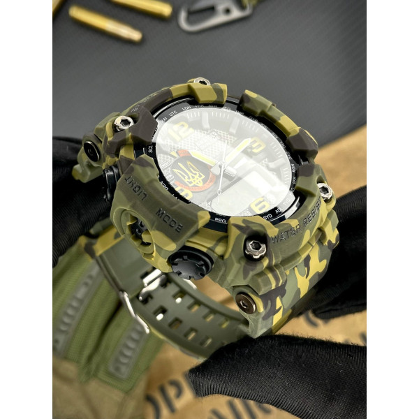 Чоловічий тактичний годинник Awarder 002 Тризуб золото Army Green 5 ATM