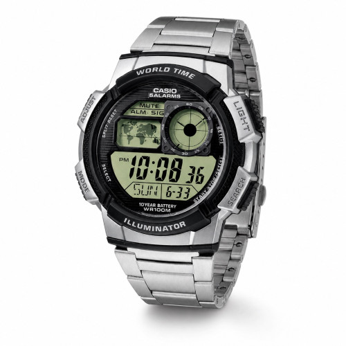 Мужские наручные часы Casio AE-1000WD-1A на металлическом браслете с водозащитой 10 ATM