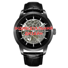Мужские механические часы Awarder 043 Black Leather сапфировое стекло