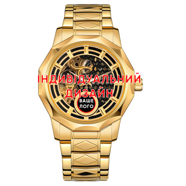 Мужские часы Awarder 024 Gold механические со стальным браслетом