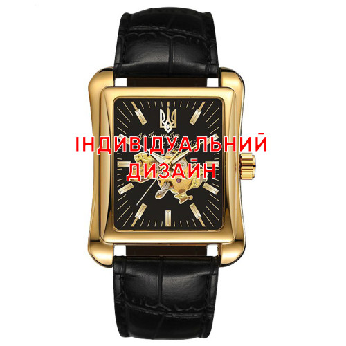 Мужские механические часы Awarder 053 Gold с кожаным корешком