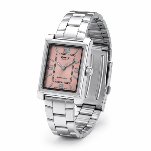 Жіночий годинник Casio LTP-1234DD-4A кварцовий рожевий циферблат
