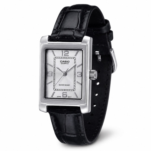 Жіночий годинник Casio LTP-1234LL-7A шкіряний ремінець сріблястий