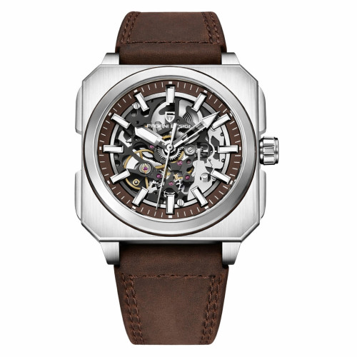 Мужские механические часы Pagani Design PD-1791 Brown-Silver с сапфировым стеклом