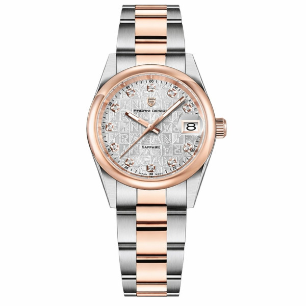 Женские часы Pagani Design PD-1794L Silver-Rose Gold-White с сапфировым стеклом