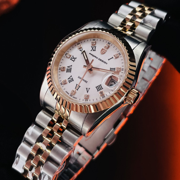 Жіночий годинник Pagani Design PD-1794L Silver-Rose Gold сапфірове скло 5 ATM