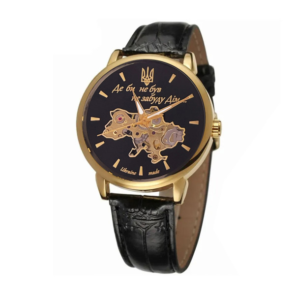 Мужские механические часы Awarder 022 Gold-Black Де би не був с кожаным корешком