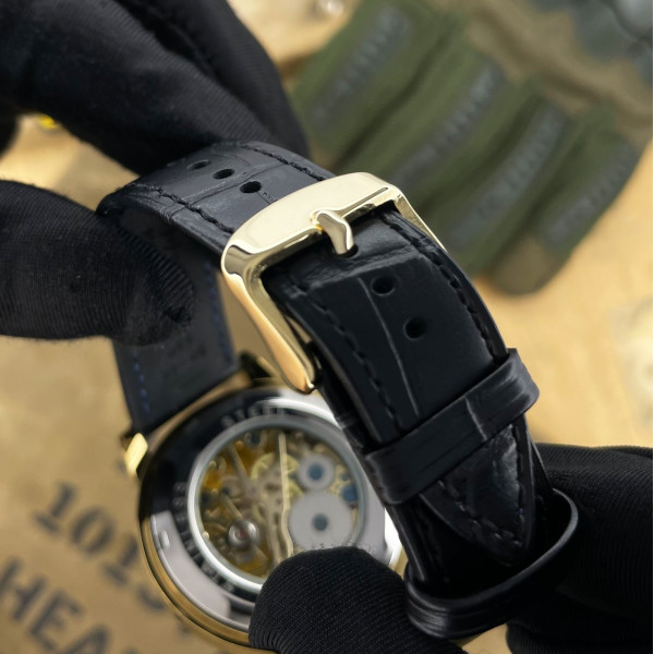 Мужские механические часы Awarder 022 Gold-Black Де би не був с кожаным корешком