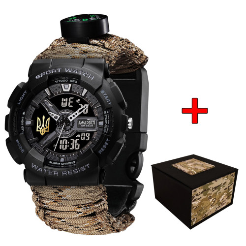 Тактические часы Awarder 005P с паракордом Desert Camo и компасом