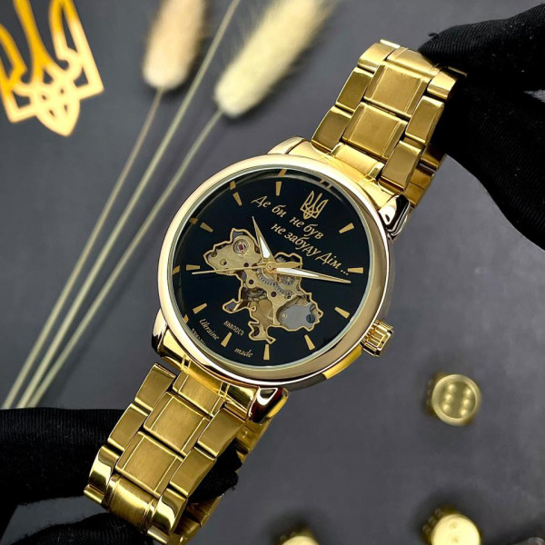 Мужские механические часы Awarder 022 Gold-Black Не Забуду Дім металлические