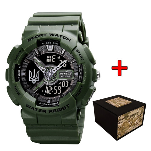 Тактические часы Awarder 005 Тризуб Army Green водозащита 5 ATM