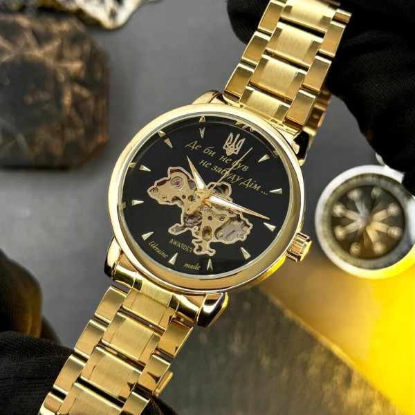 Мужские часы Awarder 022-3D Не Забуду Дім Gold-Black Steel механика