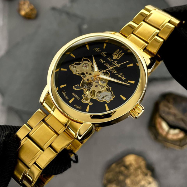 Чоловічий механічний годинник Awarder 022 Gold-Black Automatics Не Забуду Дім