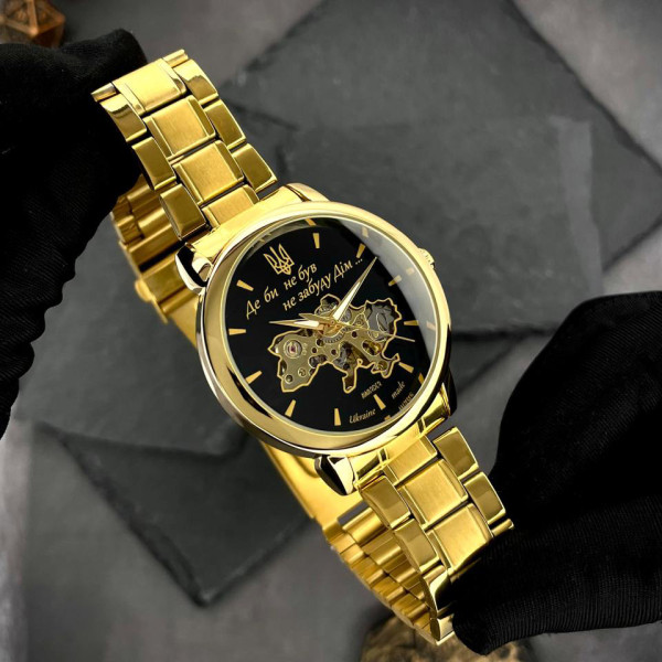 Чоловічий механічний годинник Awarder 022 Gold-Black Automatics Не Забуду Дім