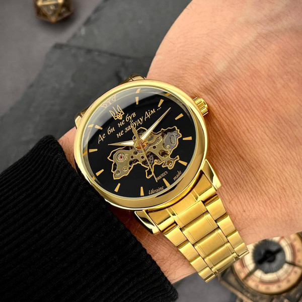 Чоловічий механічний годинник Awarder 022 Gold-Black Automatics Не Забуду Дім