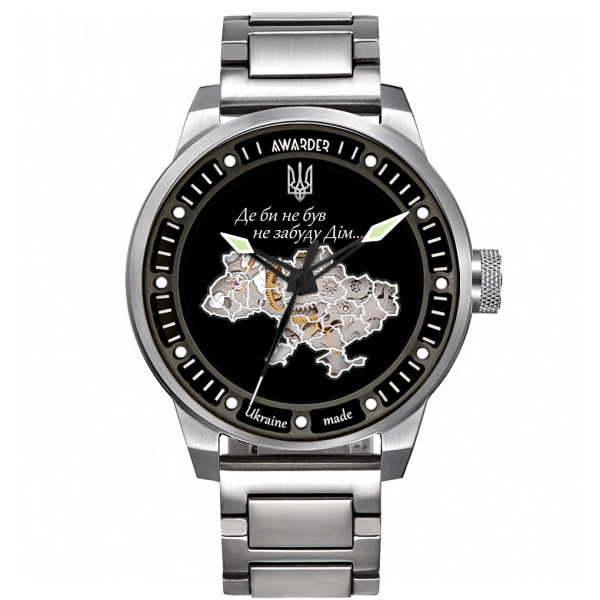 Мужские механические часы Awarder 058 Де би не був Silver-Black Steel 5 ATM