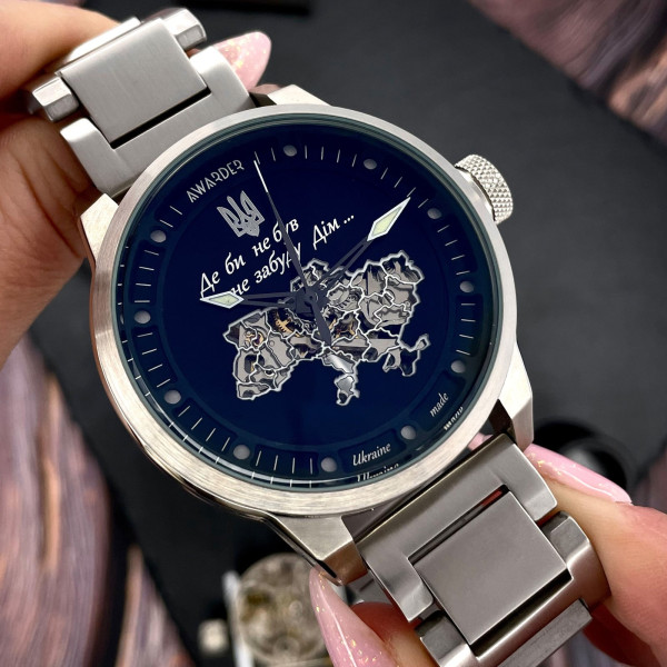 Мужские механические часы Awarder 058 Де би не був Silver-Black Steel 5 ATM