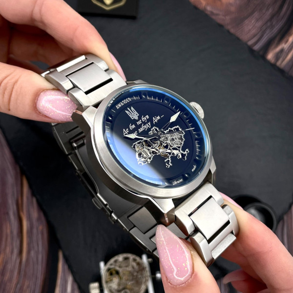 Мужские механические часы Awarder 058 Де би не був Silver-Black Steel 5 ATM