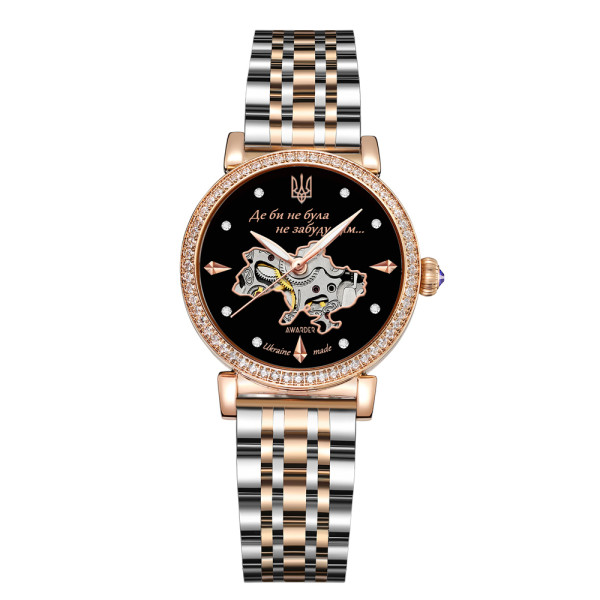 Жіночий годинник Awarder 047 Silver-Gold-Black механічний з автопідзаводом