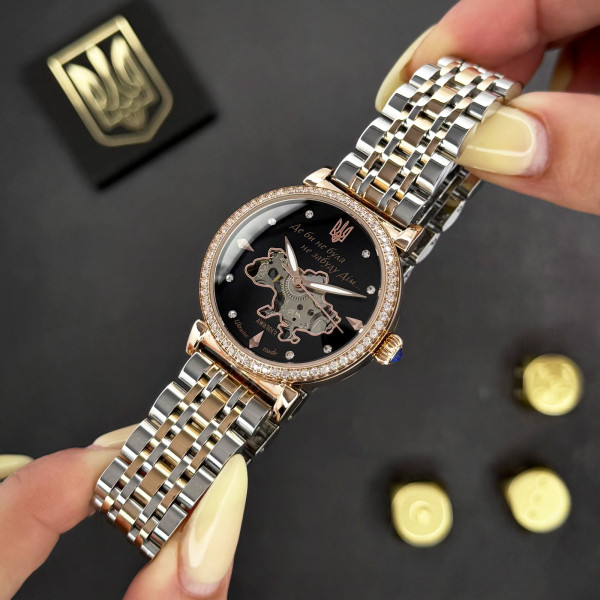 Жіночий годинник Awarder 047 Silver-Gold-Black механічний з автопідзаводом
